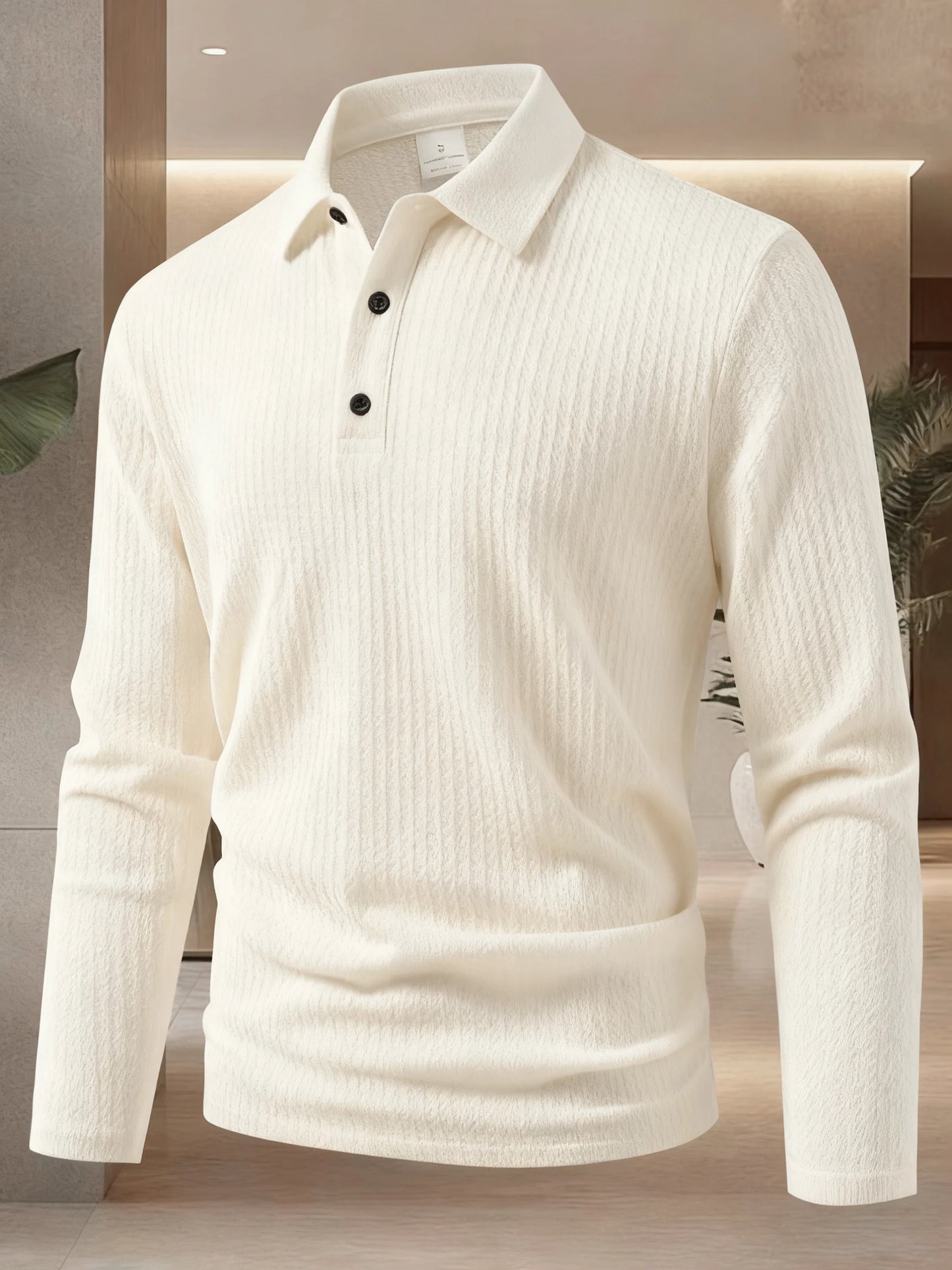 New Men's Business Casual Long Sleeved Solid Color Polo Shirt Summer Fashionable Breathable Comfortable Versatile Top T-shirt