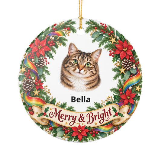 Personalized Pet Christmas Round Ornament | Merry & Bright