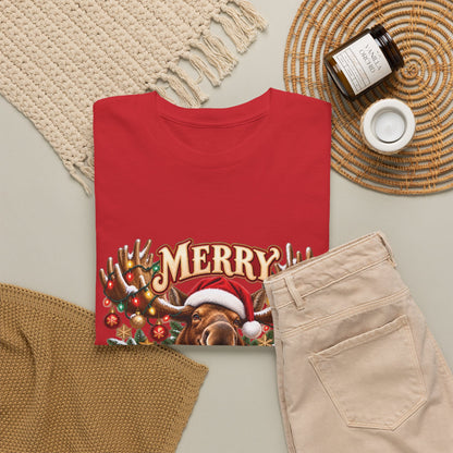 Merry Moosemas Christmas T-Shirt | Festive Moose Unisex Tee