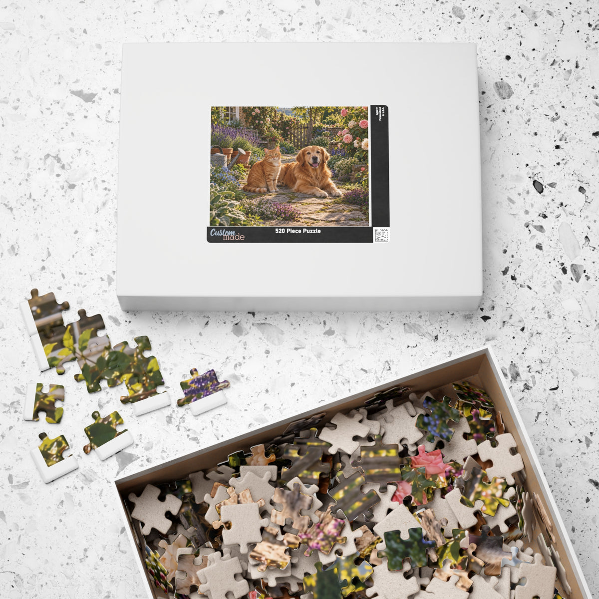 Cat & Dog Cottage Garden Jigsaw Puzzle | 252 or 520 Pieces | Animal Lover Gift