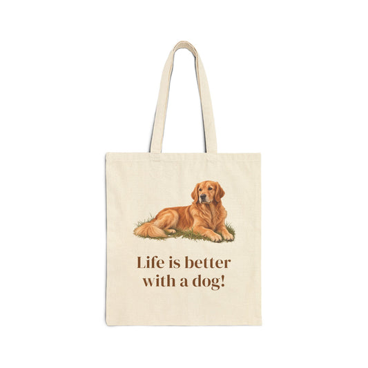 Golden Retriever Tote Bag | Life Is Better With a Dog | Dog Lover Gift