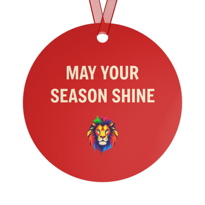 Merry & Bright Rainbow Lion Metal Christmas Ornament