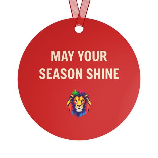 Merry & Bright Rainbow Lion Metal Christmas Ornament
