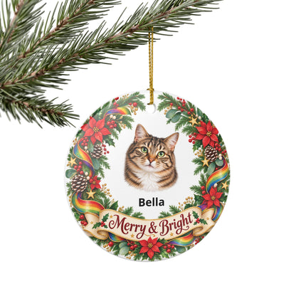 Personalized Pet Christmas Round Ornament | Merry & Bright