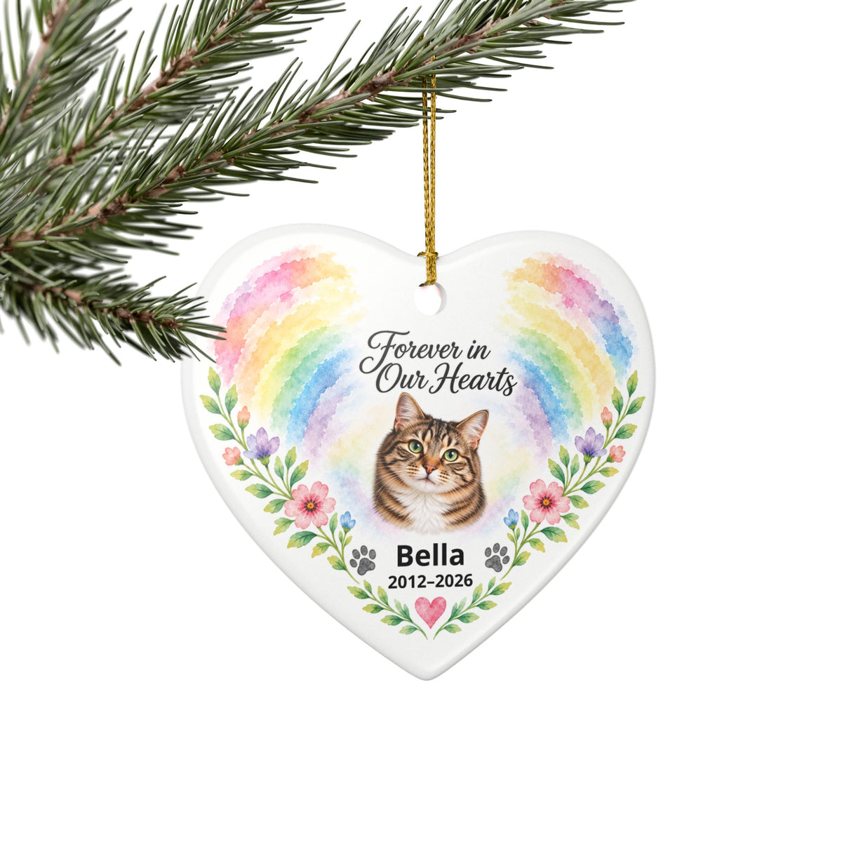 Personalized Pet Memorial Heart Ornament | Forever in Our Hearts