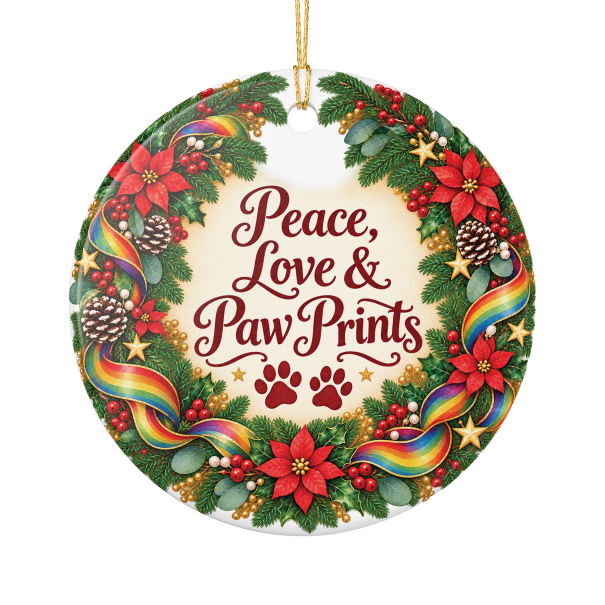 Personalized Pet Christmas Round Ornament | Merry & Bright