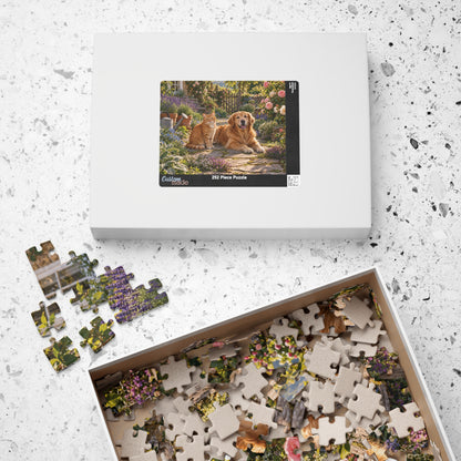 Cat & Dog Cottage Garden Jigsaw Puzzle | 252 or 520 Pieces | Animal Lover Gift