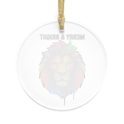 Merry & Bright Rainbow Lion Clear Acrylic Christmas Ornament