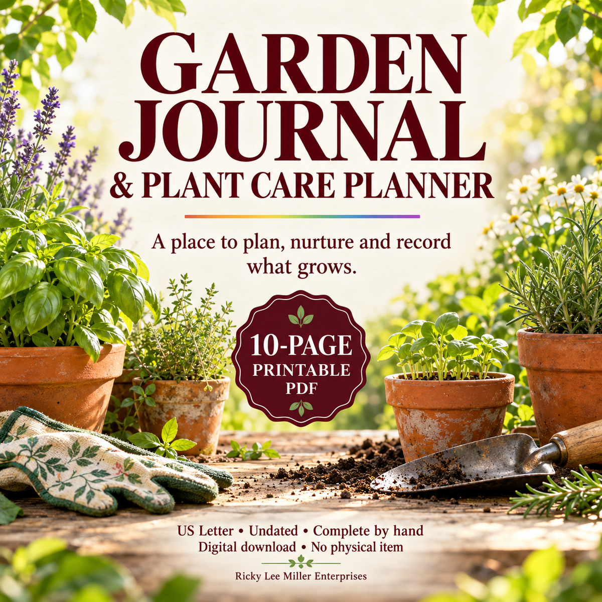 Garden Journal & Plant Care Planner | 10-Page Printable PDF