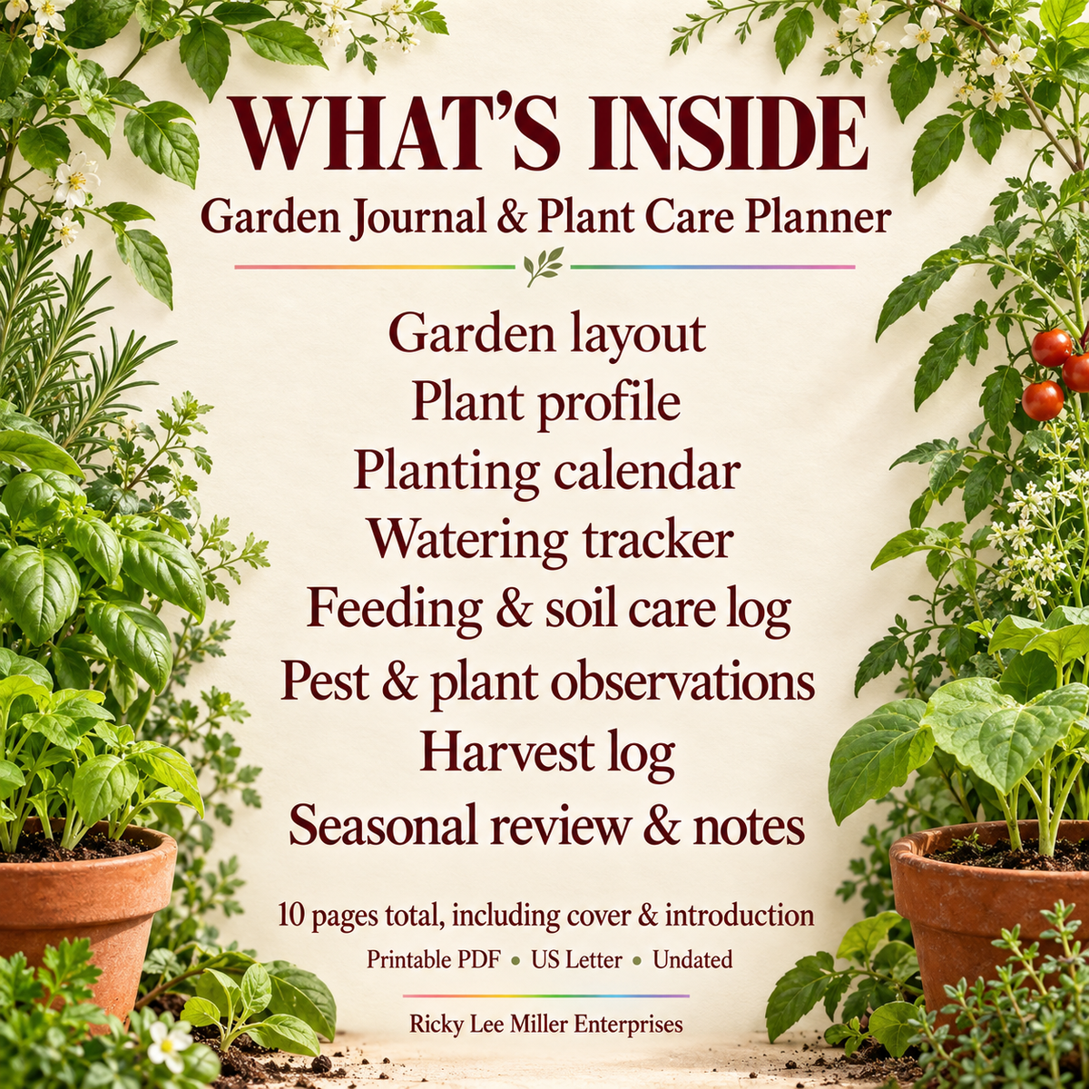 Garden Journal & Plant Care Planner | 10-Page Printable PDF