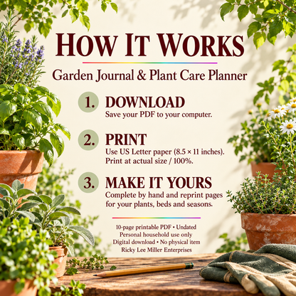 Garden Journal & Plant Care Planner | 10-Page Printable PDF