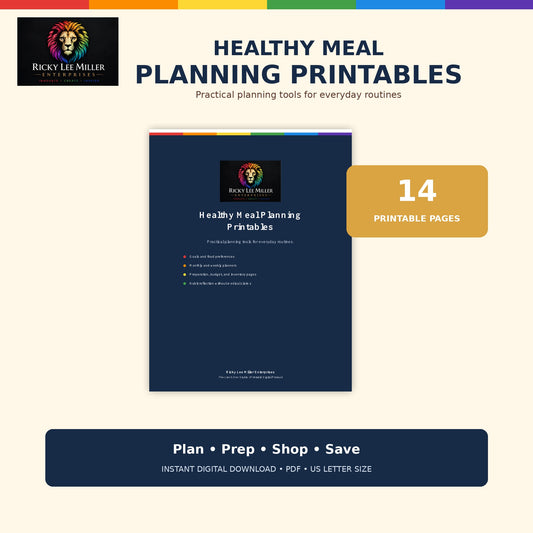 Healthy Meal Planning Printables Bundle | 14-Page PDF