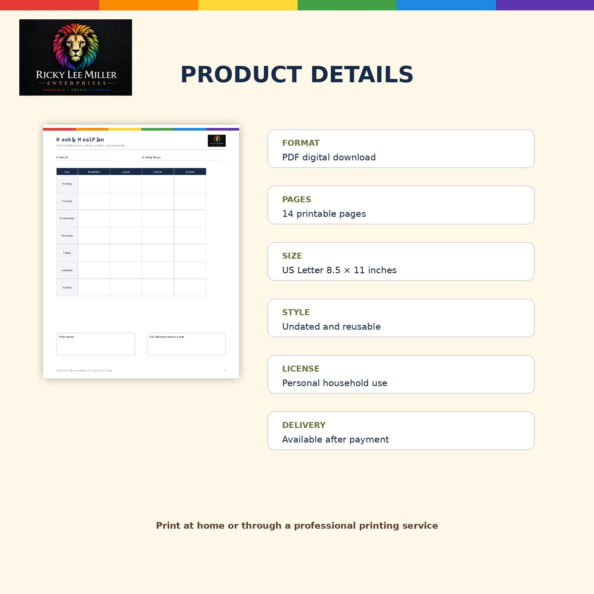 Healthy Meal Planning Printables Bundle | 14-Page PDF