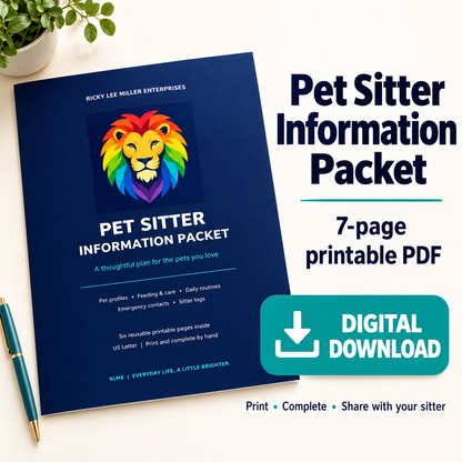 Pet Sitter Information Packet | 7-Page Printable Pet Care PDF