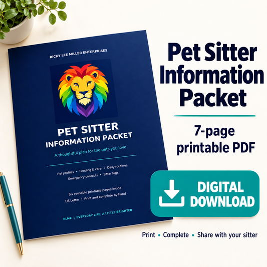 Pet Sitter Information Packet | 7-Page Printable Pet Care PDF