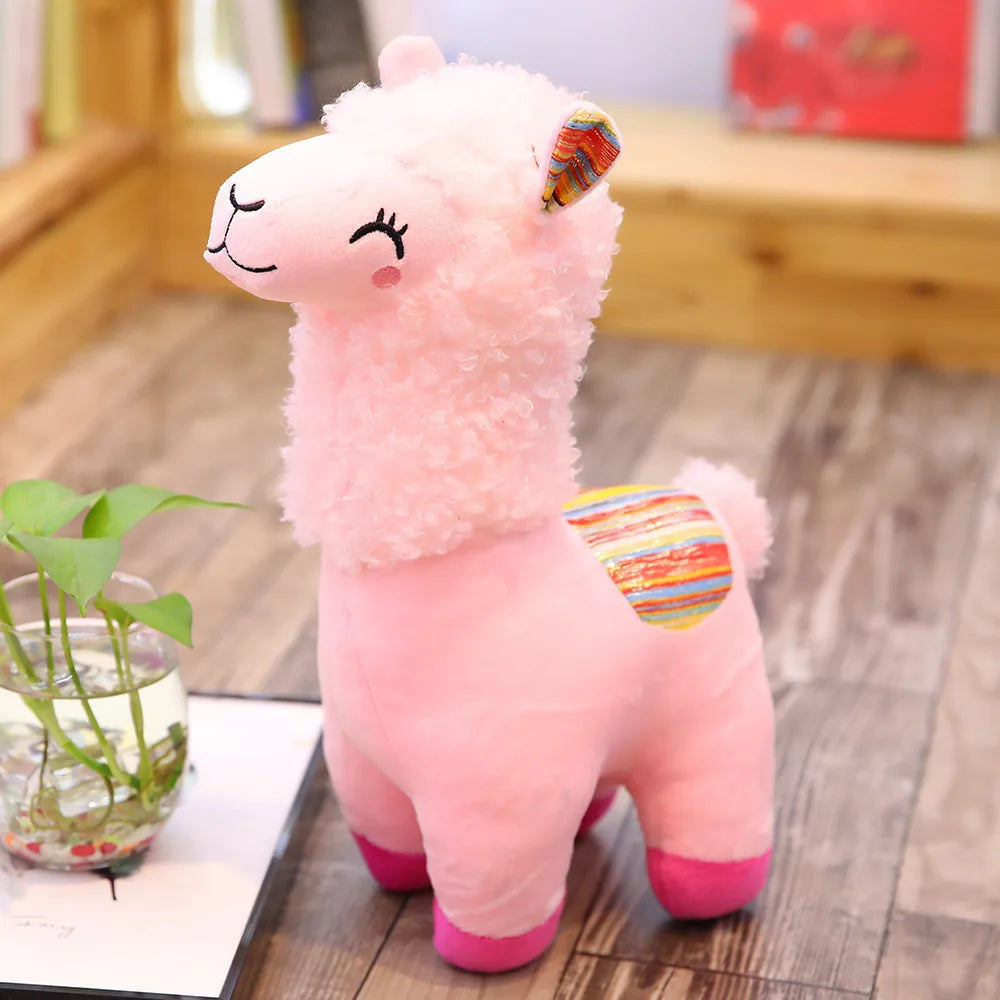 Alpaca Soft Toy Stuffed Smile Llama Plush Animals Sleeping Doll Kawaii Funny Cute Grass Plush Toy Gift for Kid 25CM Home Decor