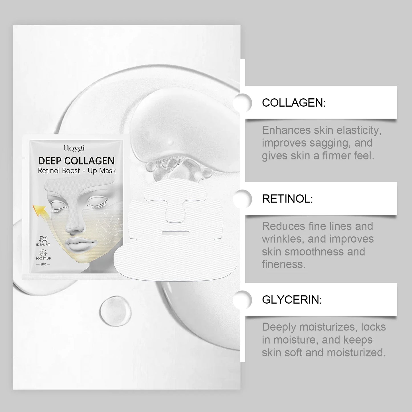 Portable Deep Collagen Mask Moisturizing Firming Nourish Pore Shrinking Smooth Brightening Skin Retinol Boost-Up Mask