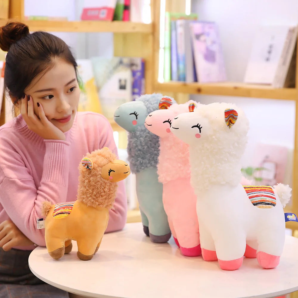 Alpaca Soft Toy Stuffed Smile Llama Plush Animals Sleeping Doll Kawaii Funny Cute Grass Plush Toy Gift for Kid 25CM Home Decor