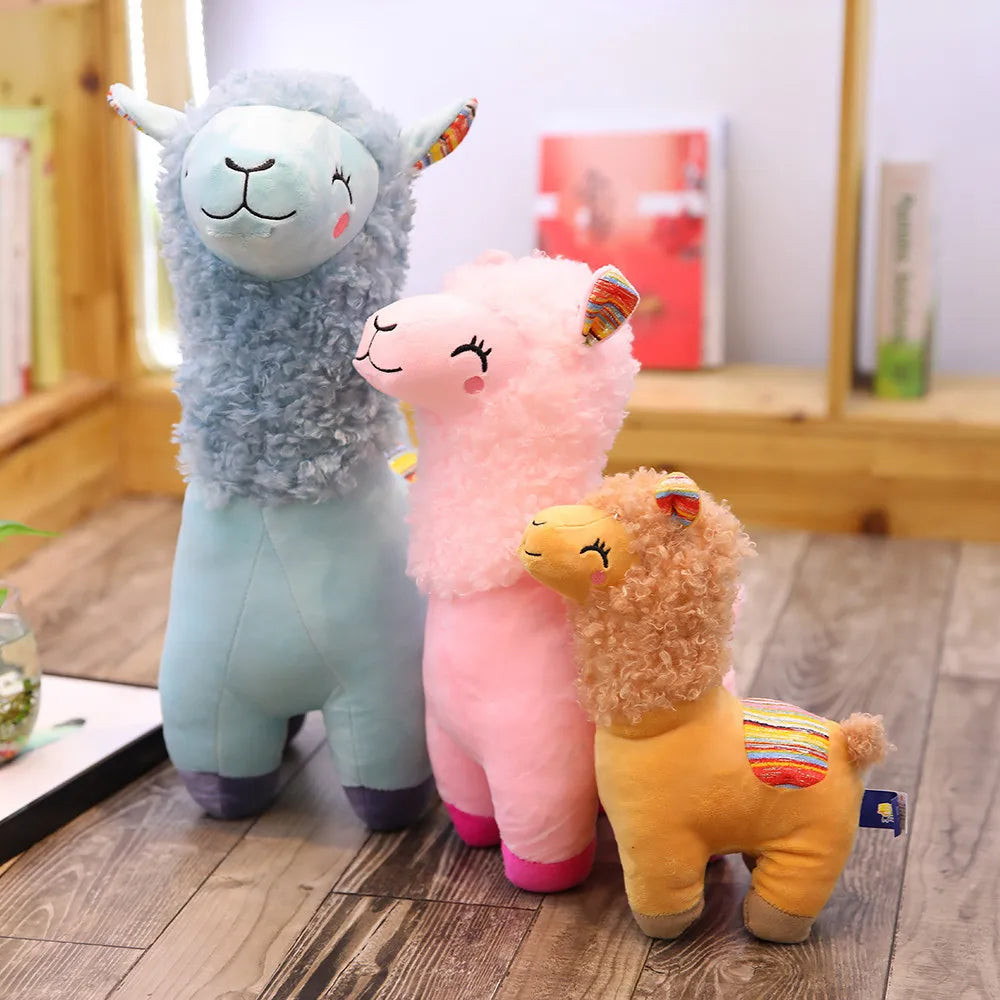 Alpaca Soft Toy Stuffed Smile Llama Plush Animals Sleeping Doll Kawaii Funny Cute Grass Plush Toy Gift for Kid 25CM Home Decor
