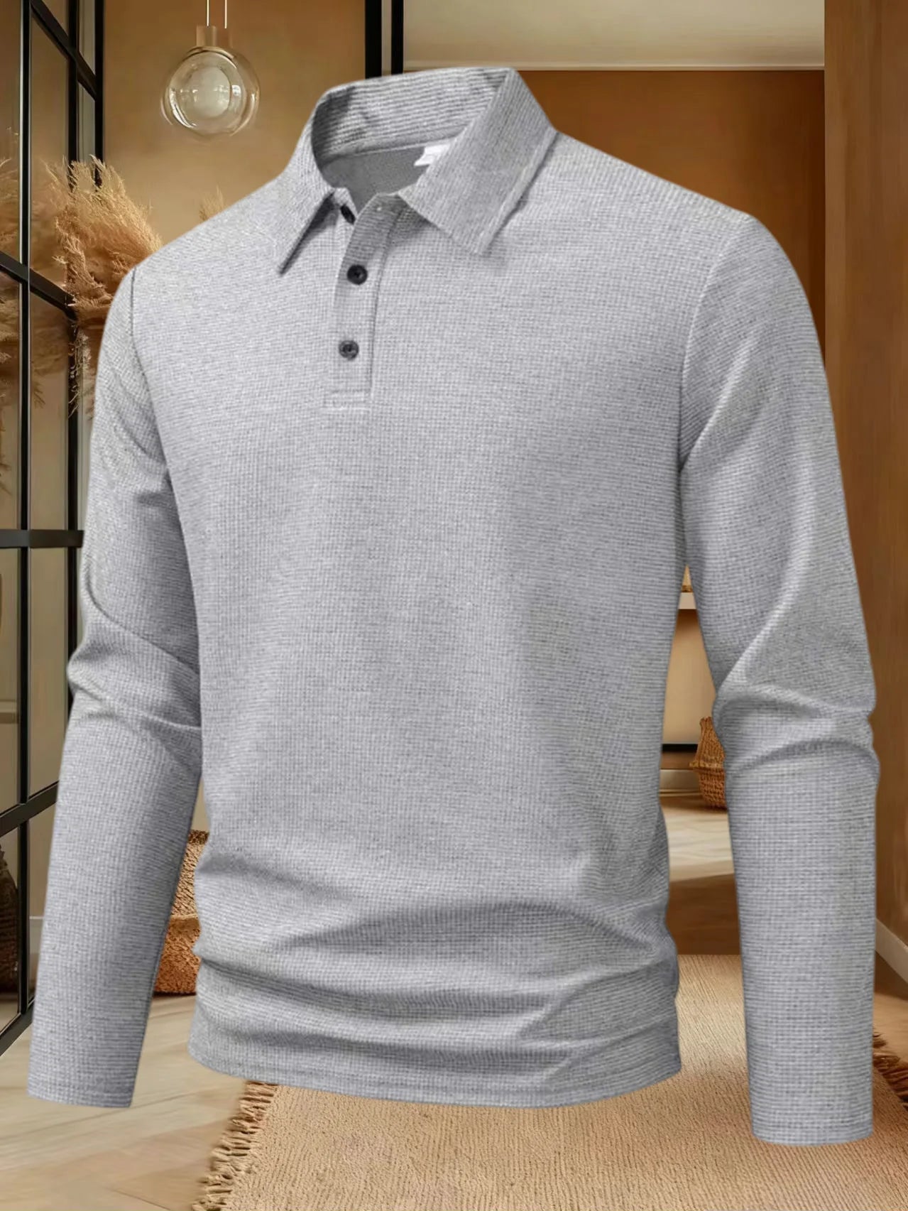 New Men's Business Casual Long Sleeved Solid Color Polo Shirt Summer Fashionable Breathable Comfortable Versatile Top T-shirt