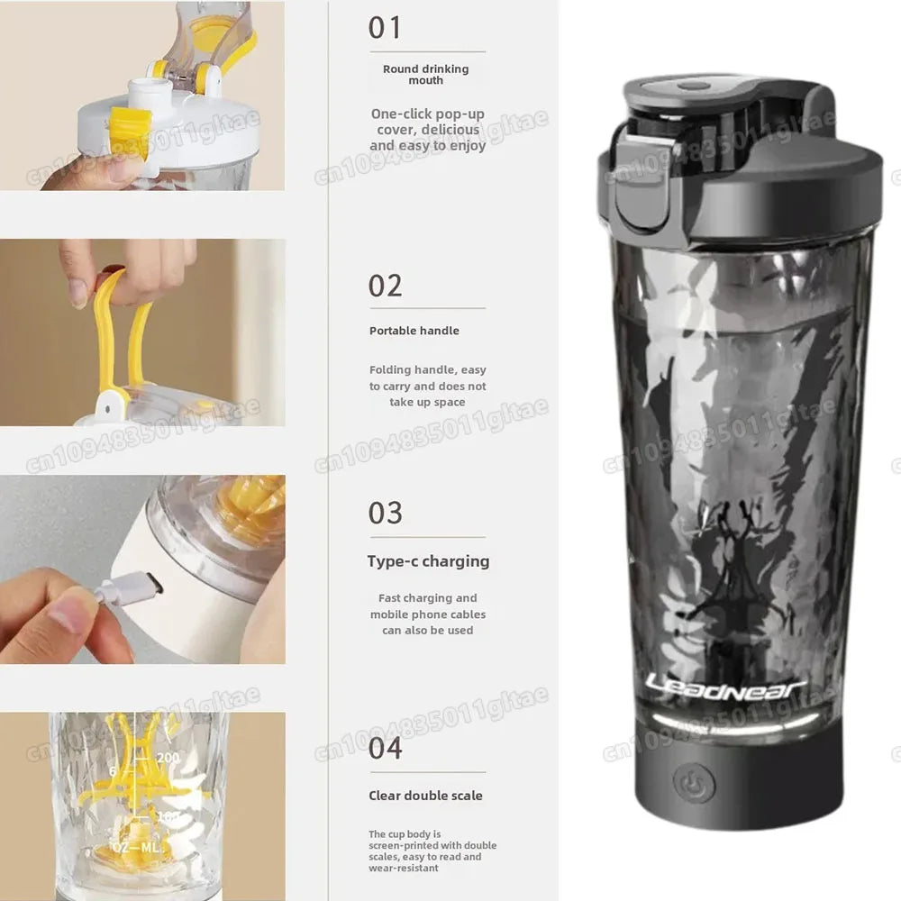650ml Electric Shaker Bottle Portable Whey Protein Shaker Automatic Stirring Blender Multipurpose Juice Mixer Cups Fitness Work