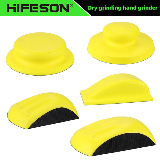 HIFESON 5/6inch Mini Round Sanding Block Mouse Sanding Disc Sandpaper Tool Backing Polishing Pad Hand Grinding Block PU Foam