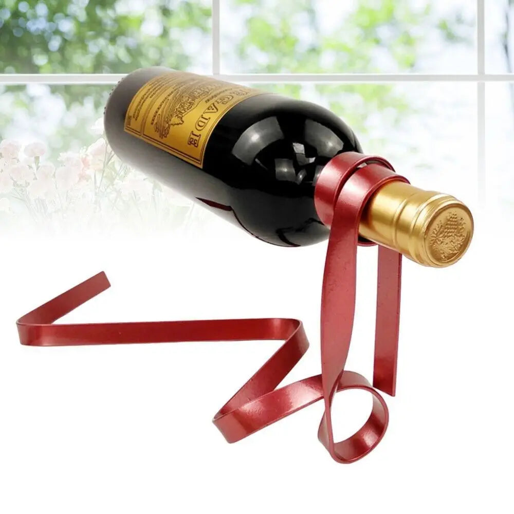 Creative Floating Ribbon Wine Rack Suspended Iron Poised Bottle Holder Table Decoration Wine Bottle Rack Home