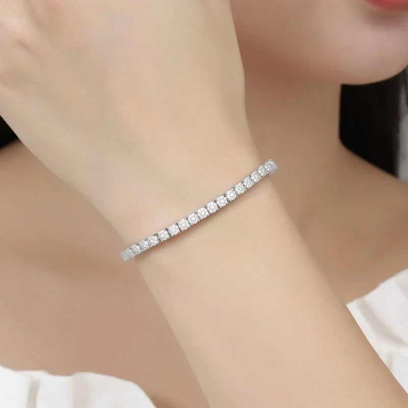 Luxury Hiphop Iced Out  4mm Cubic Zirconia Crystal Tennis Bracelets For Women Men Gold Color Silver Color Bracelet Chain Jewelry