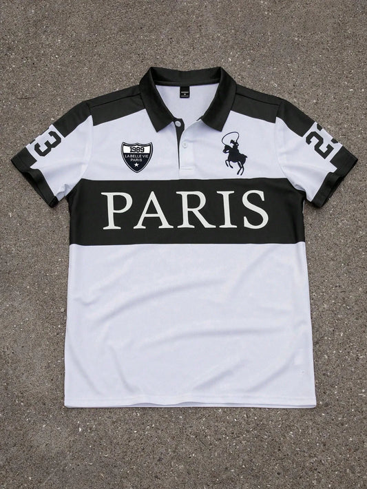 2026 Summer New Style Men's Polo Shirt with Letter Print Breathable Lightweight Casual and Fashionable