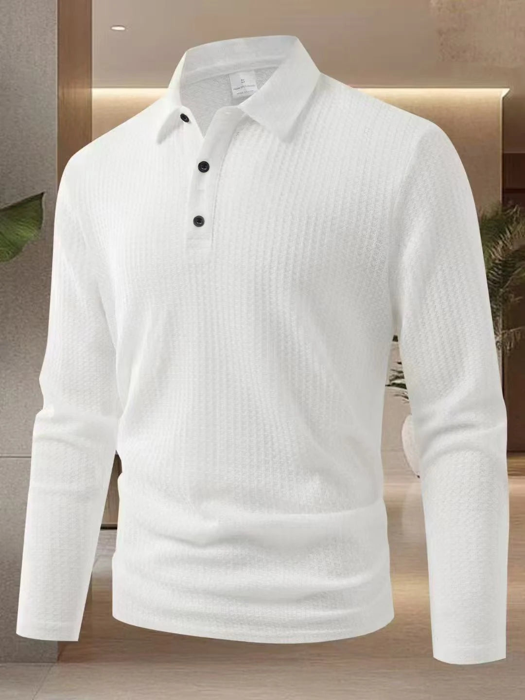 New Men's Business Casual Long Sleeved Solid Color Polo Shirt Summer Fashionable Breathable Comfortable Versatile Top T-shirt