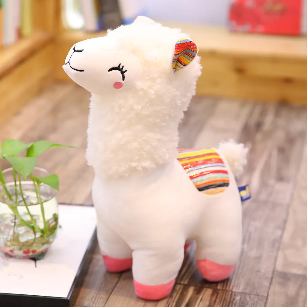 Alpaca Soft Toy Stuffed Smile Llama Plush Animals Sleeping Doll Kawaii Funny Cute Grass Plush Toy Gift for Kid 25CM Home Decor
